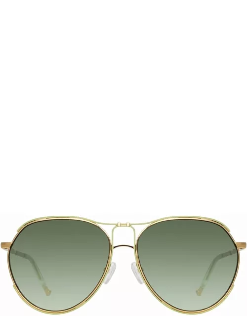 Matthew Williamson Holly Aviator Sunglasses in Light Gold Tone