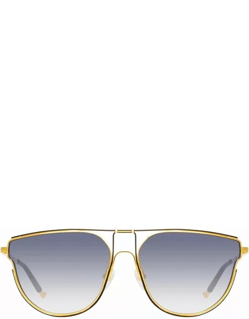 Matthew Williamson Azalea D-Frame Sunglasses in Yellow Gold Tone
