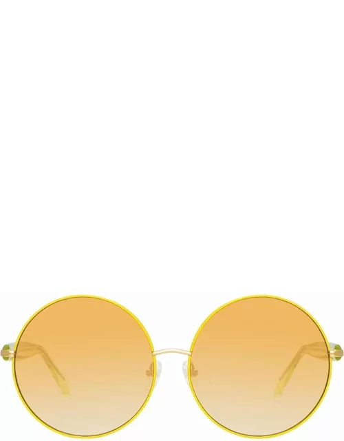 Matthew Williamson Posy Round Sunglasses in Yellow Gold