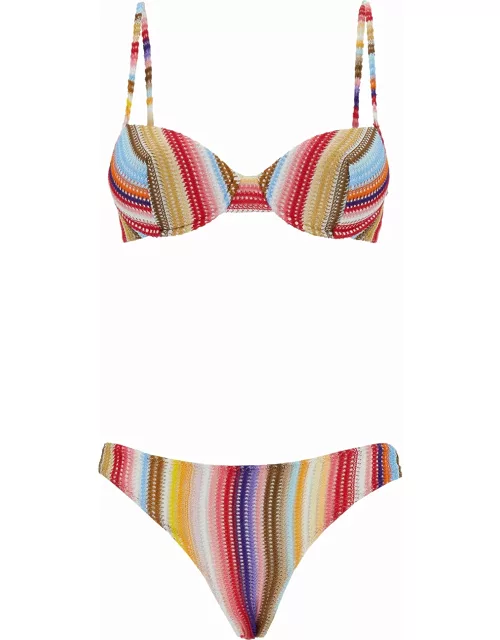 Missoni Multicolor Bikini With Stripe Motif In Viscose Woman