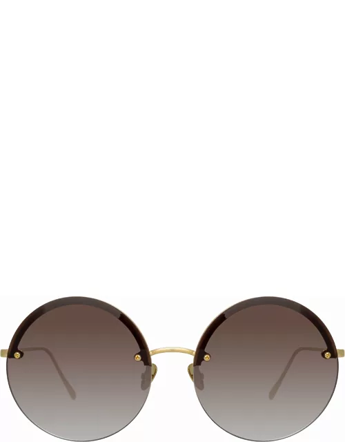 Adrienne Round Sunglasses in Light Gold and Grey
