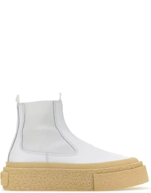 MM6 Maison Margiela White Leather Ankle Boot