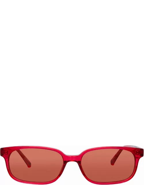 The Attico Gigi Rectangular Sunglasses in Red