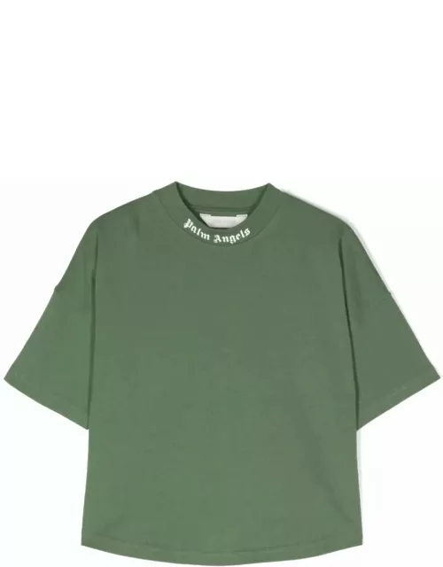 Palm Angels Green T-shirt With Classic Logo