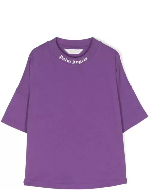 Palm Angels Purple T-shirt With Classic Logo