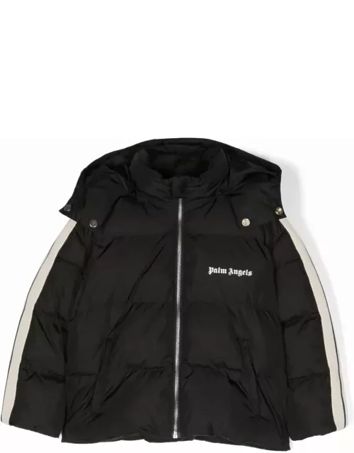 Palm Angels Black Puffer Jacket With Logo