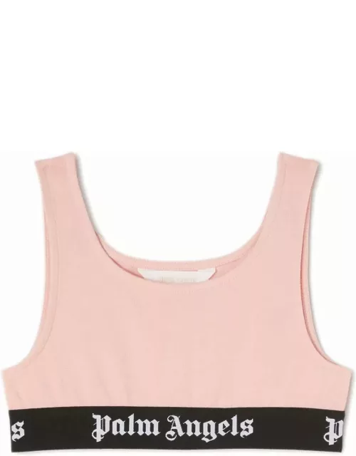 Palm Angels Pink Top With Black Logo Band