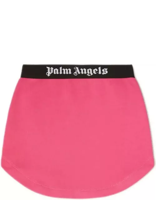 Palm Angels Fuchsia Mini Skirt With Black Logo Band
