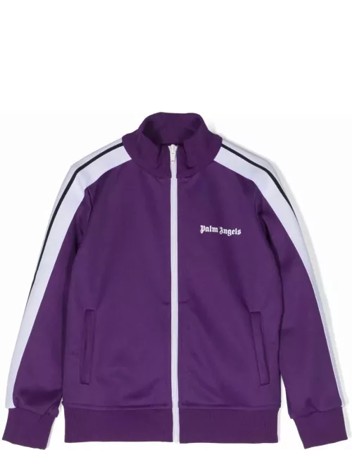 Palm Angels Purple Track Jacket With Zip And Logo