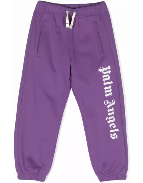 Palm Angels Purple Joggers With Logo