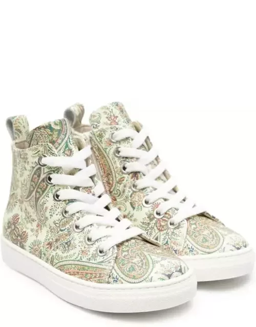 Etro High Sneakers With Multicolored Paisley Motif