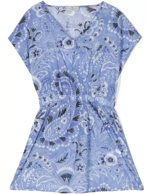 Etro Light Blue Dress With Paisley Print