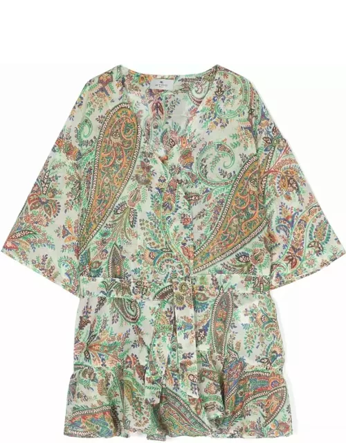 Etro Wrap Dress With Multicolored Paisley Motif