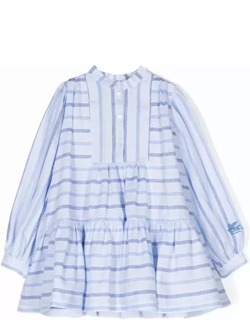 Etro Light Blue Striped Linen Dres