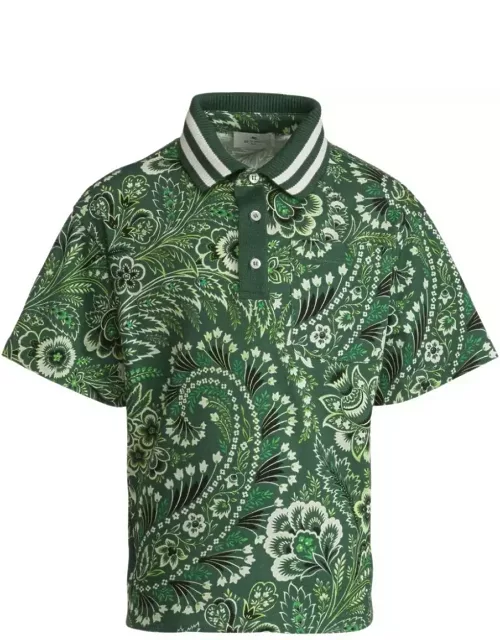Etro Green Polo Shirt With Paisley Print