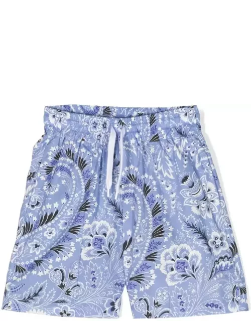 Etro Swim Shorts With Light Blue Paisley Print