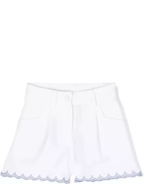 Etro White Shorts With Blue Logo Embroidery