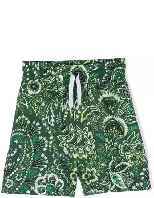Etro Swim Shorts With Green Paisley Print