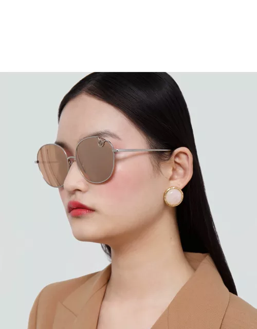 Hannah Cat Eye Sunglasses in White Gold and Rose Gold Lense
