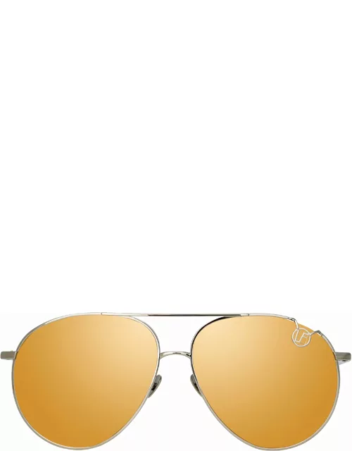 Joni Aviator Sunglasses in White Gold and Rose Gold Lense