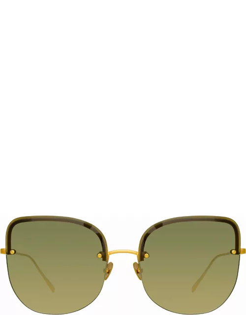Loni Cat Eye Sunglasses in Yellow Gold and Green