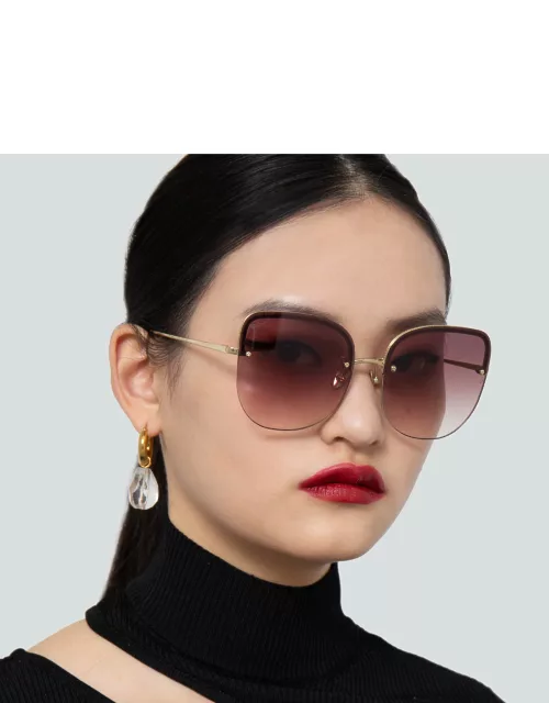 Loni Cat Eye Sunglasses in Light Gold and Burgundy