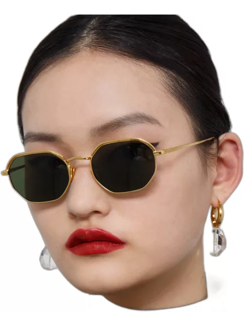 Shaw Angular Glasses in Yellow Gold and Green