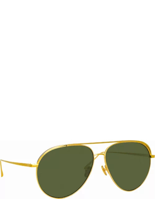 Roberts Aviator Sunglasses in Yellow Gold and Green