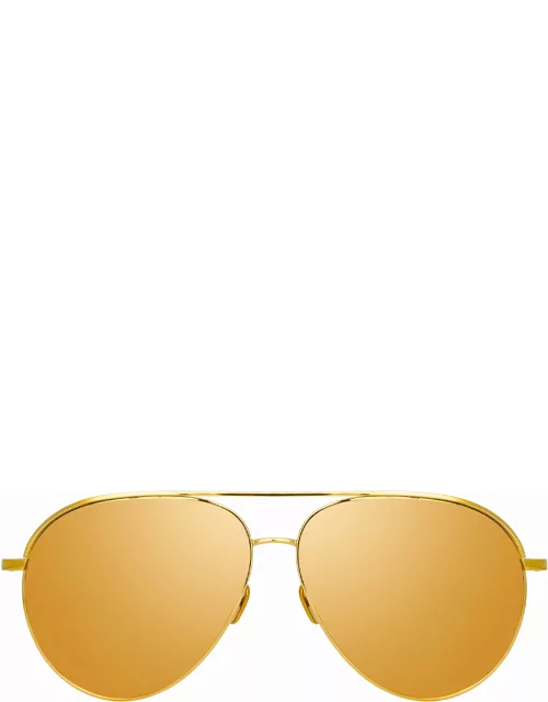 Roberts Aviator Sunglasses in Yellow Gold and Gold Lense