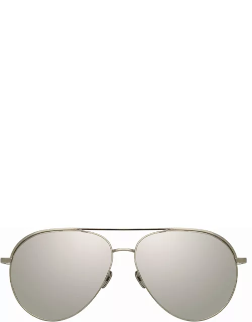 Roberts Aviator Sunglasses in White Gold and Platinu