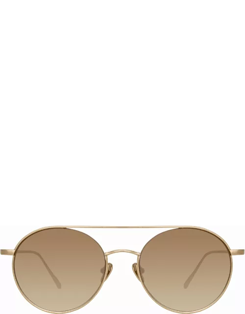 Dustin Round Sunglasses in Light Gold and Mocha
