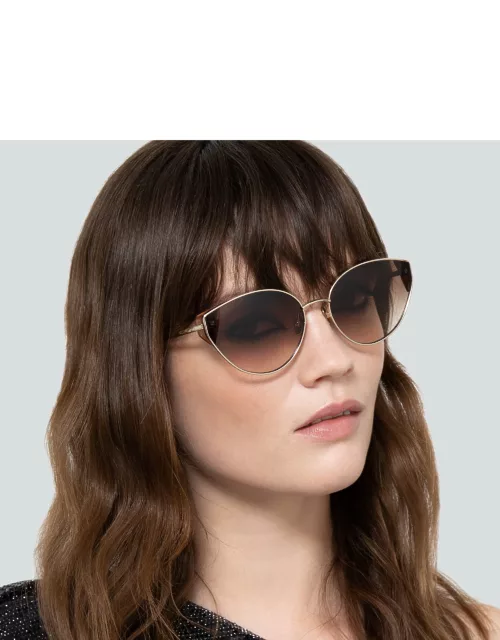 Liv Cat Eye Sunglasses in Light Gold and Brown