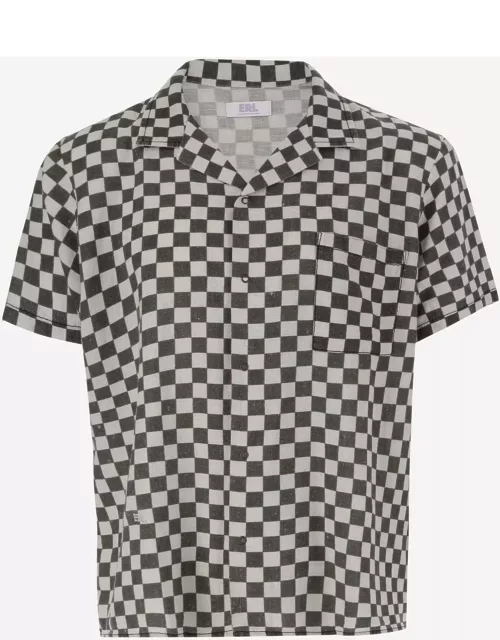 ERL Cotton And Linen Shirt With Checkered Pattern
