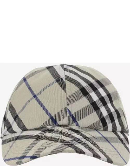 Burberry Cotton-blend Baseball Cap With Check Pattern