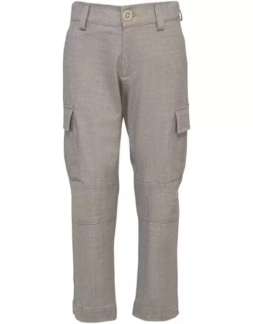 Eleventy Grey Wool Blend Cargo Trouser