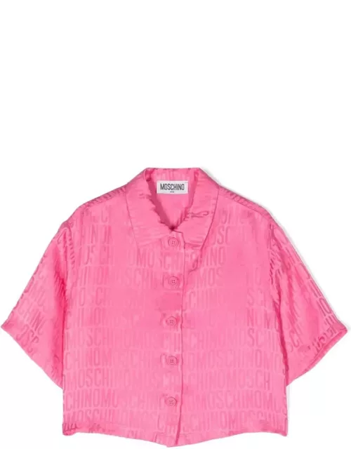 Moschino Pink Shirt With All-over Jacquard Logo