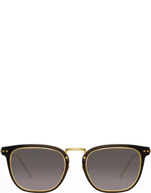 Carson D-Frame Sunglasses in Black and Yellow Gold