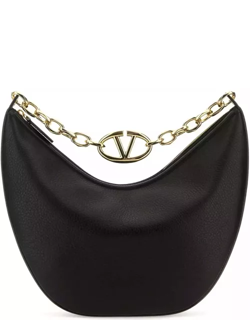 Valentino Garavani Vlogo Moon Bag Medium Hobo In Garnet Calfskin With Chain
