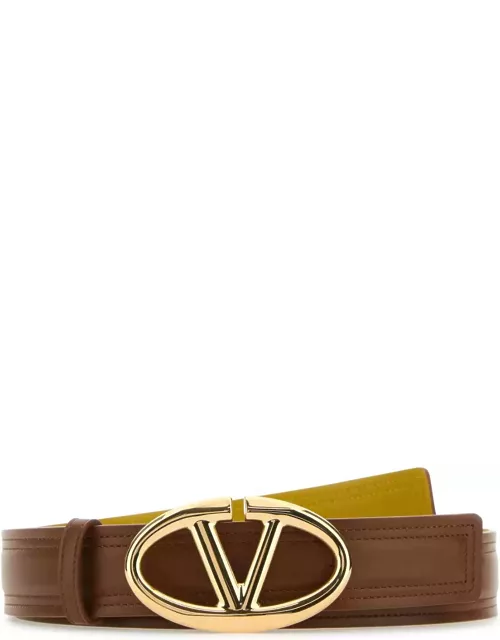 Valentino Garavani Caramel Leather Reversible Belt