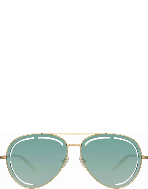 Matthew Williamson Foxglove Sunglasses in Light Gold and Green