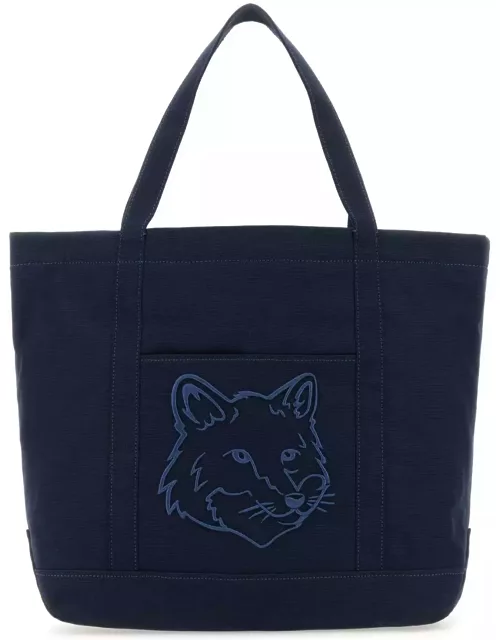Maison Kitsuné Navy Blue Canvas Big Shopping Bag
