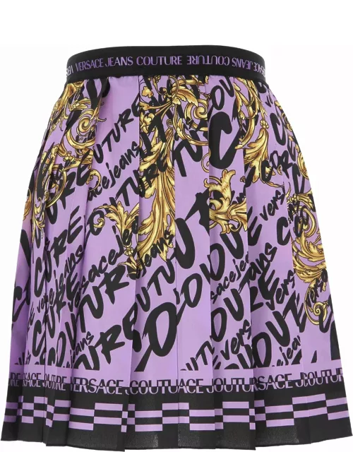 Versace Jeans Couture Skirt 73dp813 Placed Crepe De Ch.panel Brush Cout