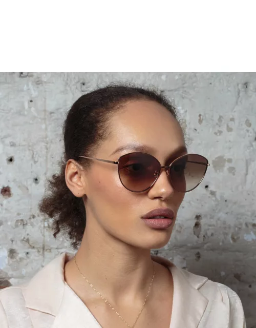 Francis Cat Eye Sunglasses in Rose Gold and Brown