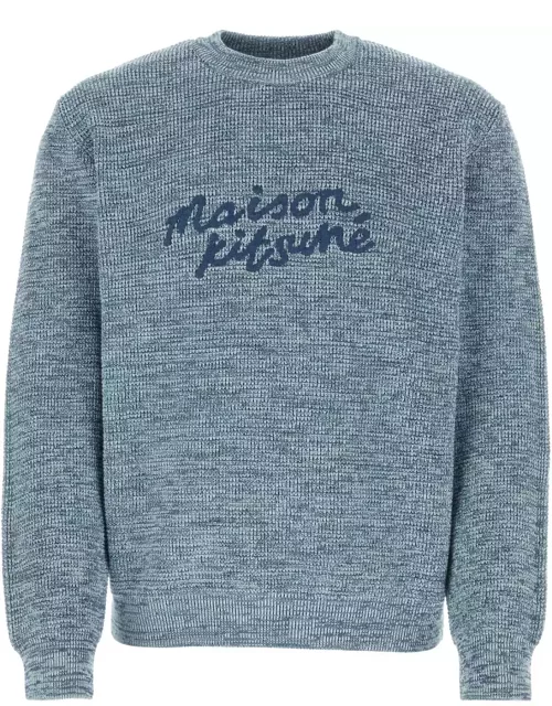 Maison Kitsuné Melange Light Blue Cotton Sweater