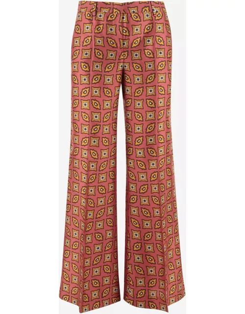 Alberto Biani Silk Trousers With Geometric Pattern