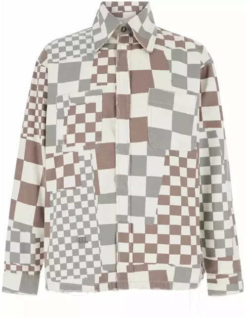 ERL Multicolor Jacket With Asymmetric Check Motif In Cotton Denim Man