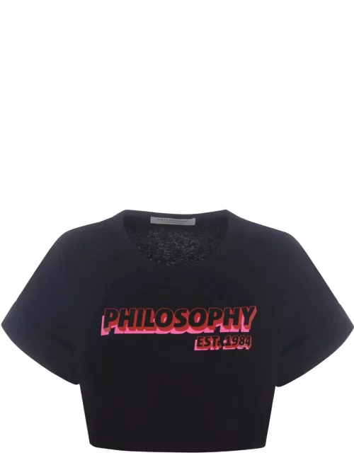 T-shirt Philosophy Di Lorenzo Serafini logo Cropped In Cotone