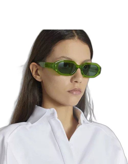 The Attico Irene Angular Sunglasses in Green