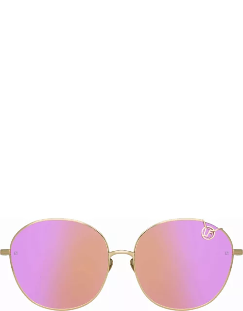 Hannah Cat Eye Sunglasses in Light Gold and Pink