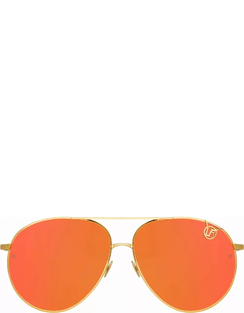 Joni Aviator Sunglasses in Light Gold and Red